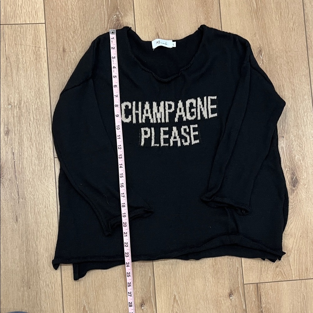 Black Sweater with 'Champagne Please' Text - Picture 3 of 4